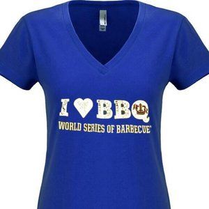 I Love BBQ Ladies V-Neck T-Shirt